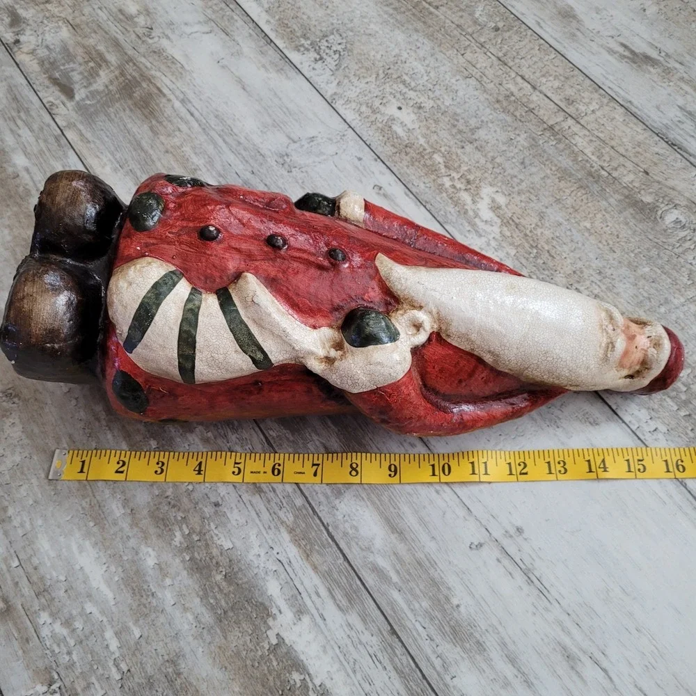 Vintage Old World Primitive Santa Claus Figurine Hand Painted Composition Figure